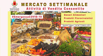 EMERGENZA COVID-19: Mercato Settimanale 