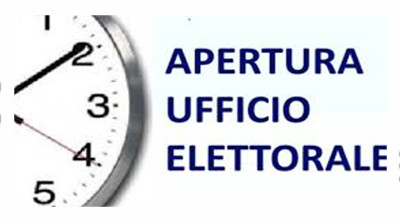 UFFICIO ELETTORALE - ORARI DI APERTURA AL PUBBLICO 