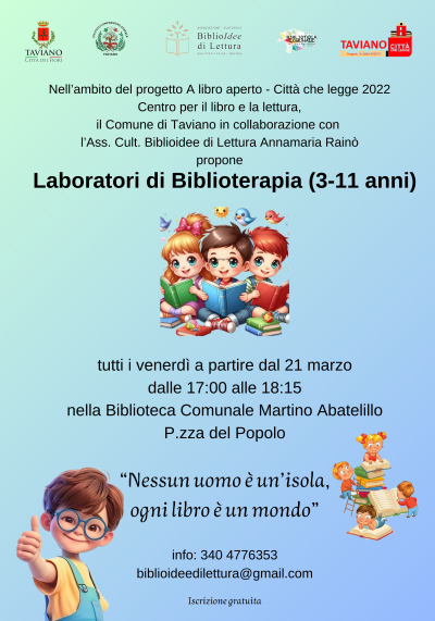 A Libro Aperto - Biblioterapia 3-11 anni 