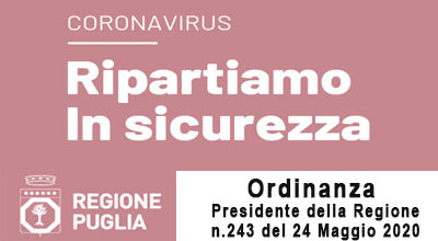 EMERGENZA CORONAVIRUS  - RIAPERTURE DAL 25 MAGGIO 2020